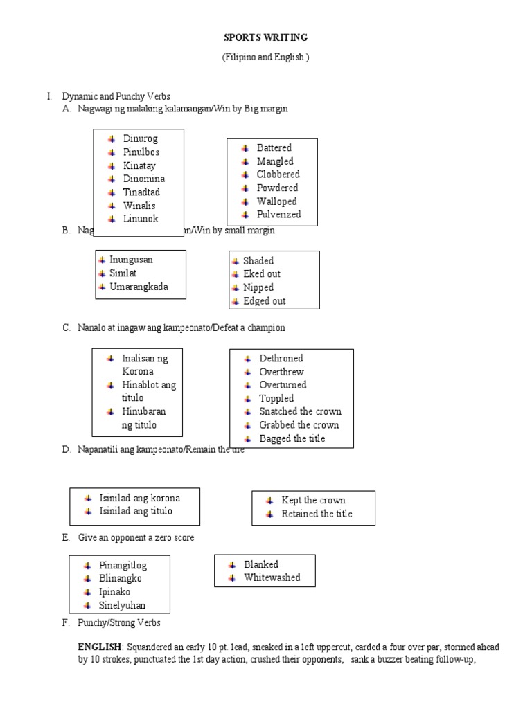 Essential Verbs for Sports Writing | PDF | Volleyball | Sports Rules ...