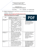 Worksheet No. 3. Legal Basis of Entrepreneurship Engagements (IS4A)