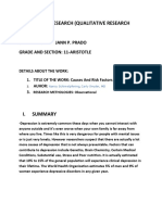 Practical Research (Qualitative Research: Name: Mackale Jann P. Prado Grade and Section: 11-Aristotle