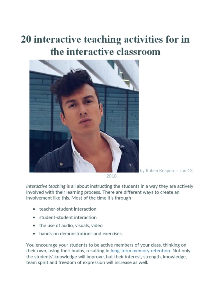20 Interactive Teaching Activities For in The Interactive Classroom