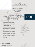 Close Reading Filipino Poetry