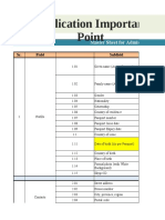 Application Important Point: Master Sheet For Admission Application