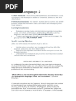 Media Language-2: Content Standards: The Learners Understand Media and Information Codes