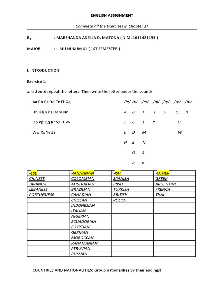 spoken english assignment pdf