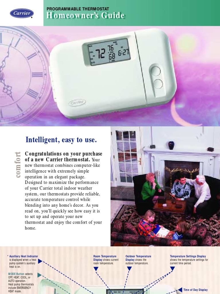 Dimond Manual Carrier Programmable Thermostat | PDF | Thermostat |  Electrical Engineering