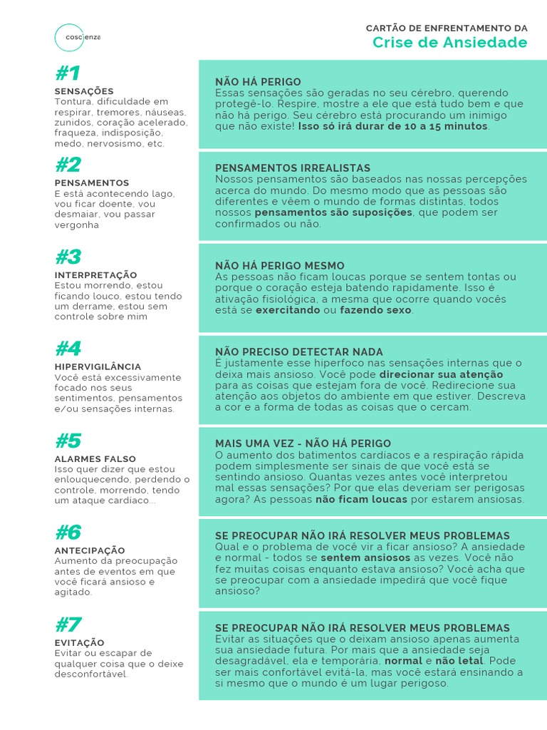 Cartão de Enfrentamento para Crise de Ansiedade | PDF | Ansiedade