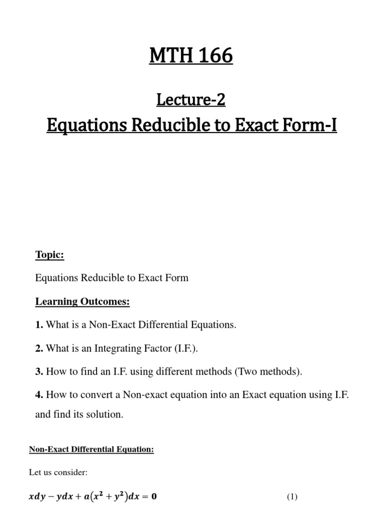 lecture-2-equations-reducible-to-exact-form-i-pdf-equations