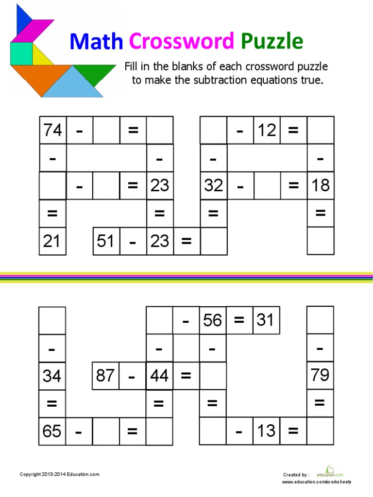 Subtraction Crossword | PDF