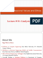 HS-401: Professional Values and Ethics: Lecture # 01: Catalysts For Change