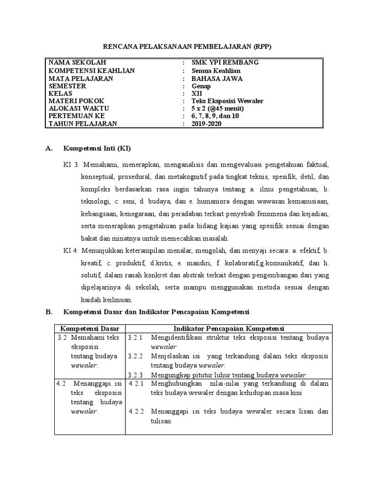 RPP Wewaler | PDF | Karier & Perkembangan | Sains & Matematika