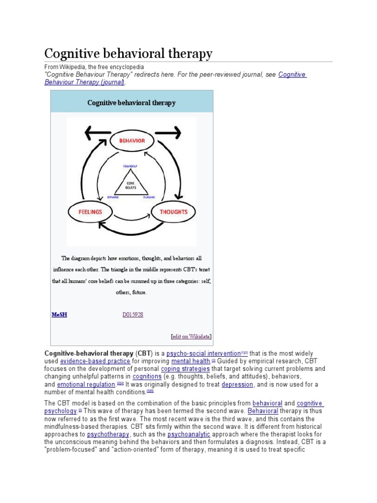 Overview of Cognitive Behavioral Therapy | PDF | Cognitive Behavioral ...