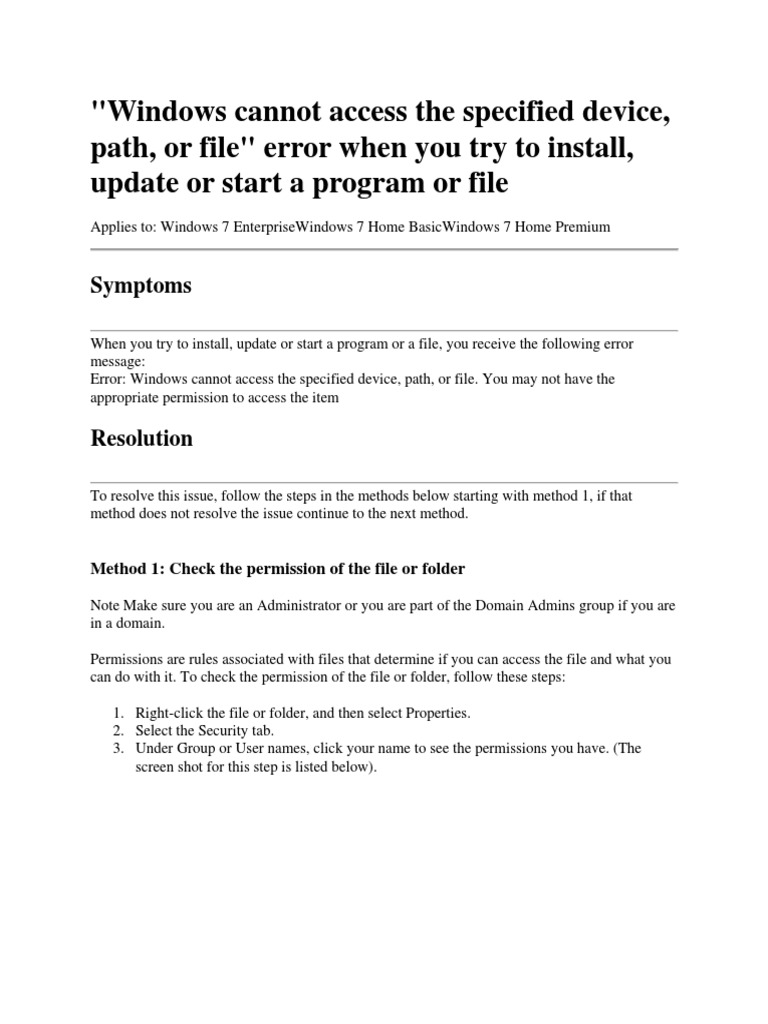 Fixing Windows Access Errors | PDF | Computer File | Hard Disk Drive