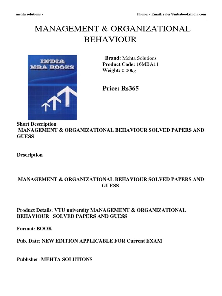 Management & Organizational Behavior Guide | PDF | Leadership ...