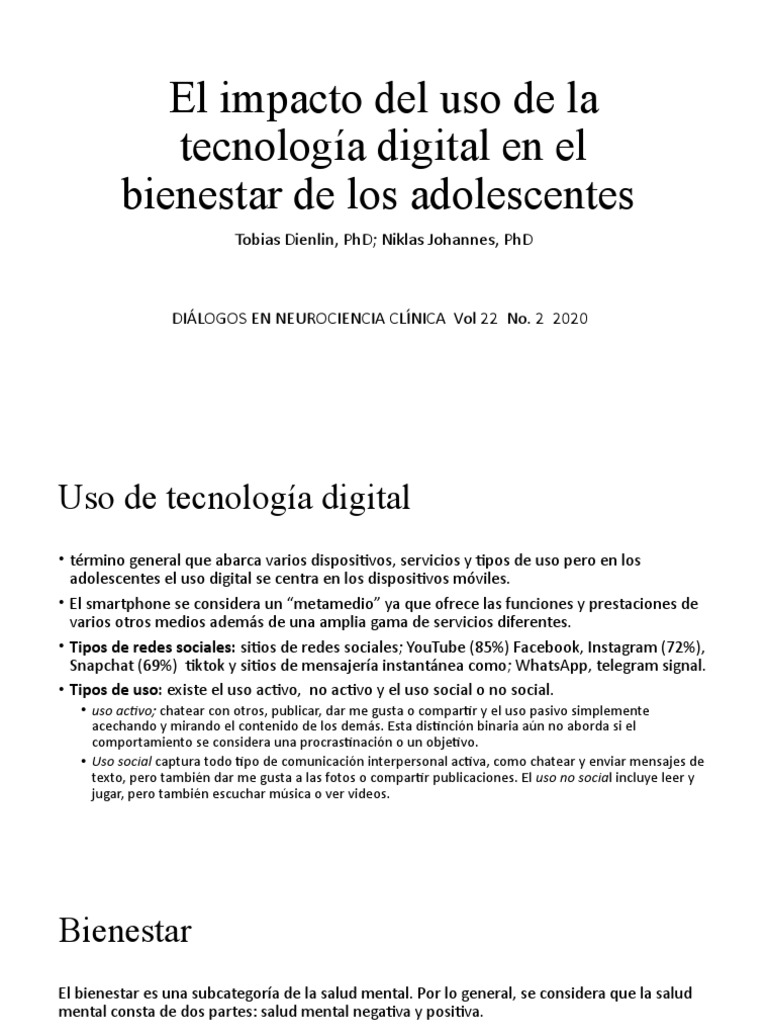 Impacto de La Tecnologia en La Juventud | PDF | Adolescencia | Bienestar
