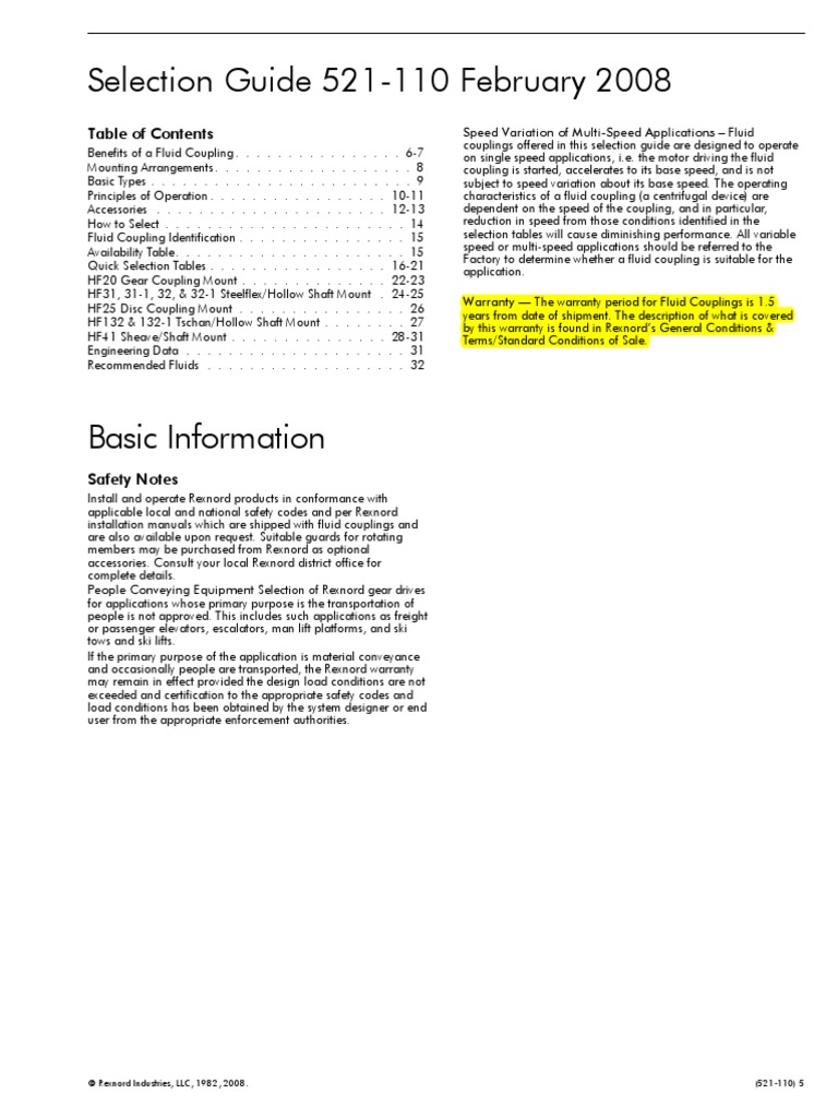 Selection Guide 521110 February 2008 © Rexnord Industries, LLC, 1982