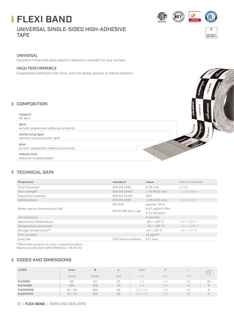 Flexi Band Technical Adhesive Overview | PDF | Adhesive | Secondary ...