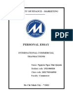 UNIVERSITY OF FINANCE – MARKETING PERSONAL ESSAY ON INT'L COMMERCIAL TRANSACTIONS