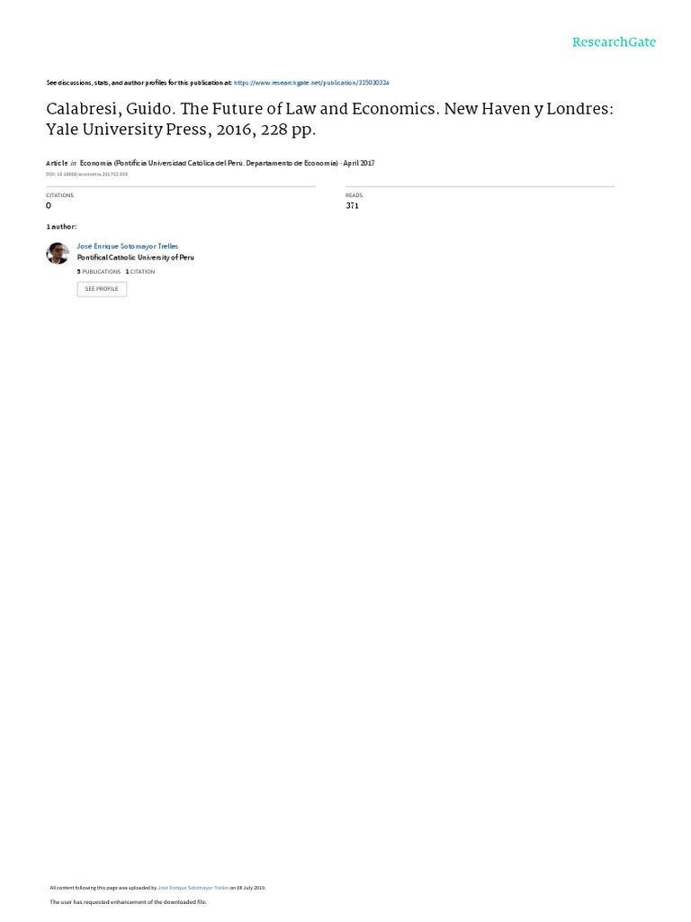 Calabresi Guido The Future of Law and Economics Ne PDF Derecho y