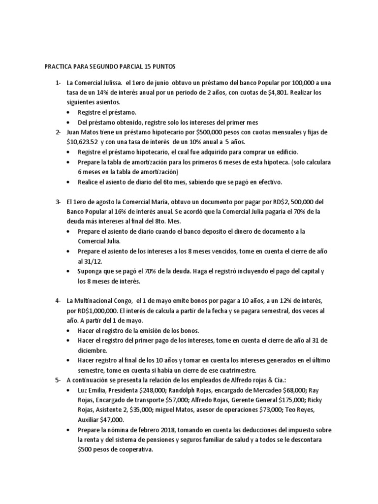 Practica Segundo Parcial Contabilidad IV | PDF | Interés | Finanzas y ...