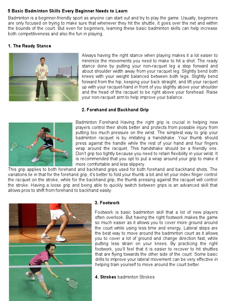 Basic skills in badminton discount
