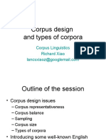 Corpus Design and Types of Corpora: Corpus Linguistics Richard Xiao