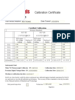 Miller Proheat 35: Calibration Certificate