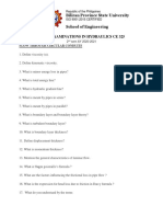 Questions Final Exam in Hydraulics Ce 325