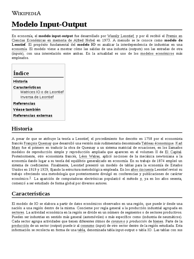 Modelo Input Output | PDF | Modelo de entrada-salida | Economias