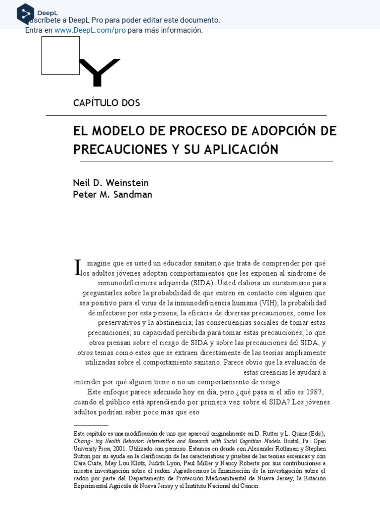 Modelo Adopcion de Precauciones (1) Es | PDF | Teoría | Comportamiento