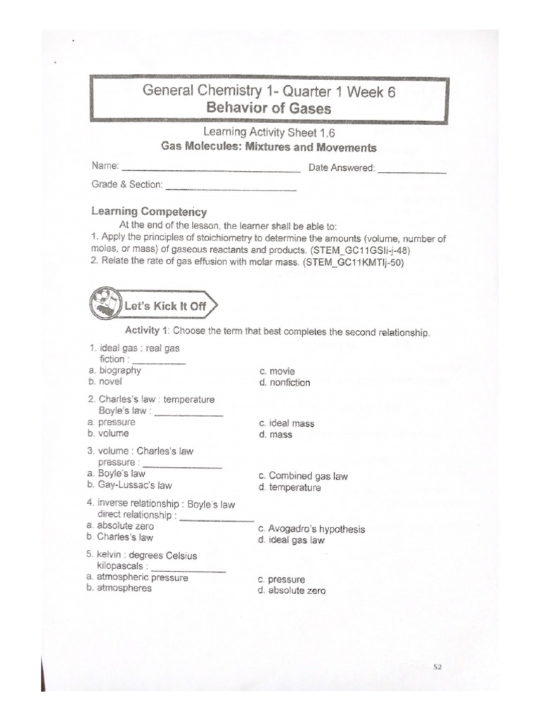 General Chemistry 1 Quarter 1 Week 6 | PDF