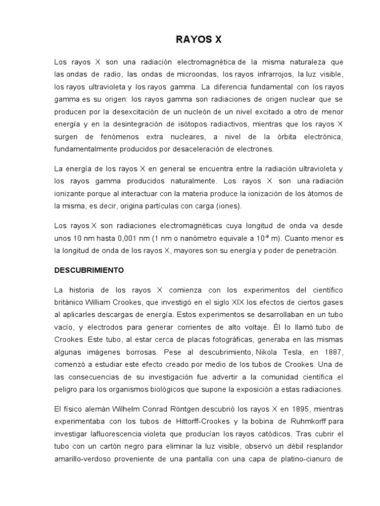 Rayos X | PDF | Rayo X | Electrón