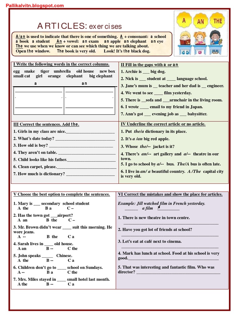 Articles Exercises for Class 2 | PDF | Language Families | Human ...
