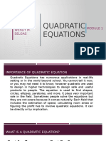 Quadratic Equations: Teacher: Wendy M. Selgas