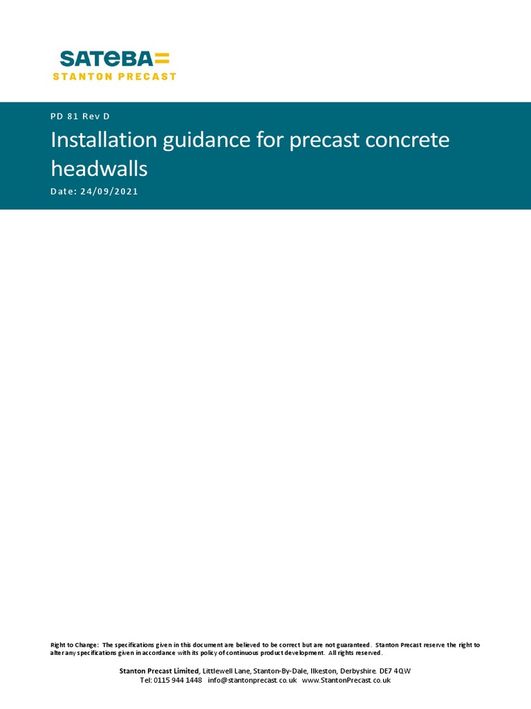 Precast Concrete Headwall Installation Guide | PDF | Pipe (Fluid ...