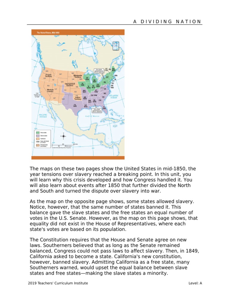 Lesson 21 A Dividing Nation Download Free PDF Abolitionism In The