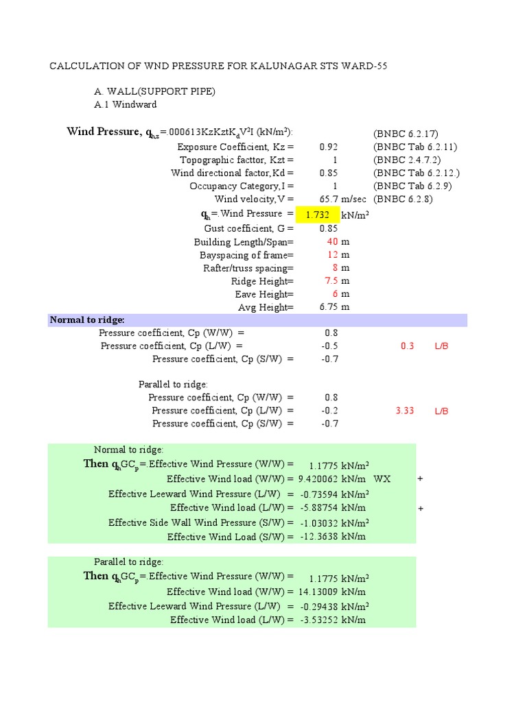 Wind Pressure Calculation for Circular Room | PDF | Wound | Applied And ...