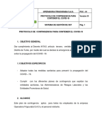 Protocolo de Contingencia para Contener El Covid - 19