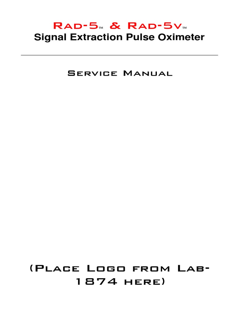 Masimo Rad5 Pulse Oximeter Service Manual PDF Troubleshooting