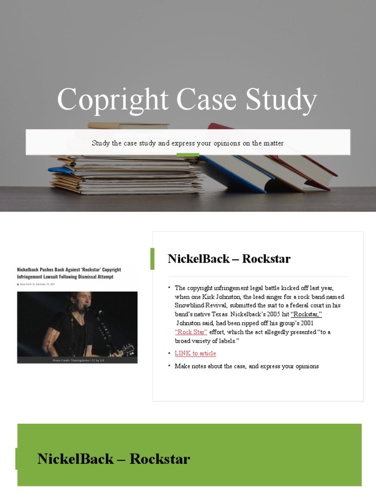 Copright Case Study: Study The Case Study and Express Your Opinions On ...