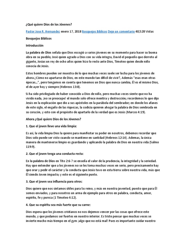 Lo que Dios espera de los jóvenes | PDF | Oración | Jesús
