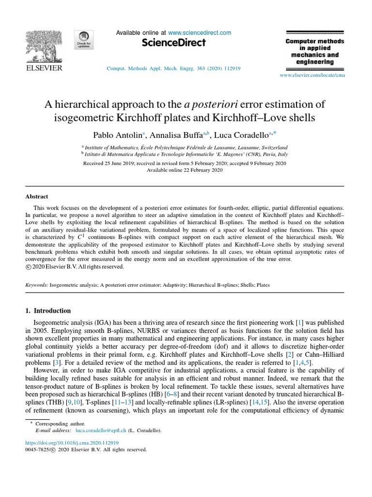 A Hierarchical Approach To The A Posteriori Error Estimation of ...