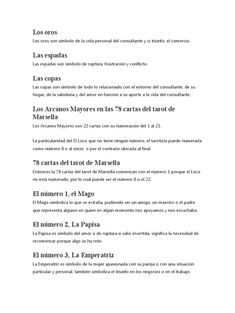 Significado de los Arcanos Menores en Tarot | PDF | Amor | Tarot