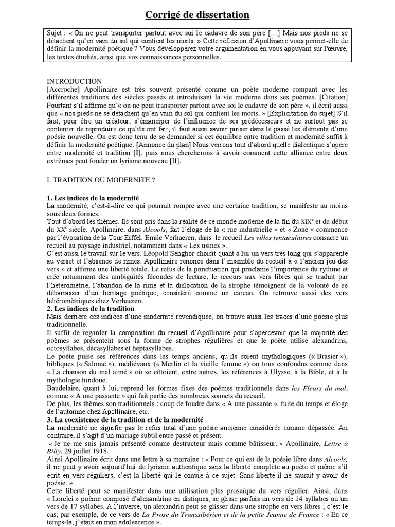 Sujet De Dissertation Le Rouge Et Le Noir Corrigé Corrige de Dissertation | PDF | Poésie | Cubisme