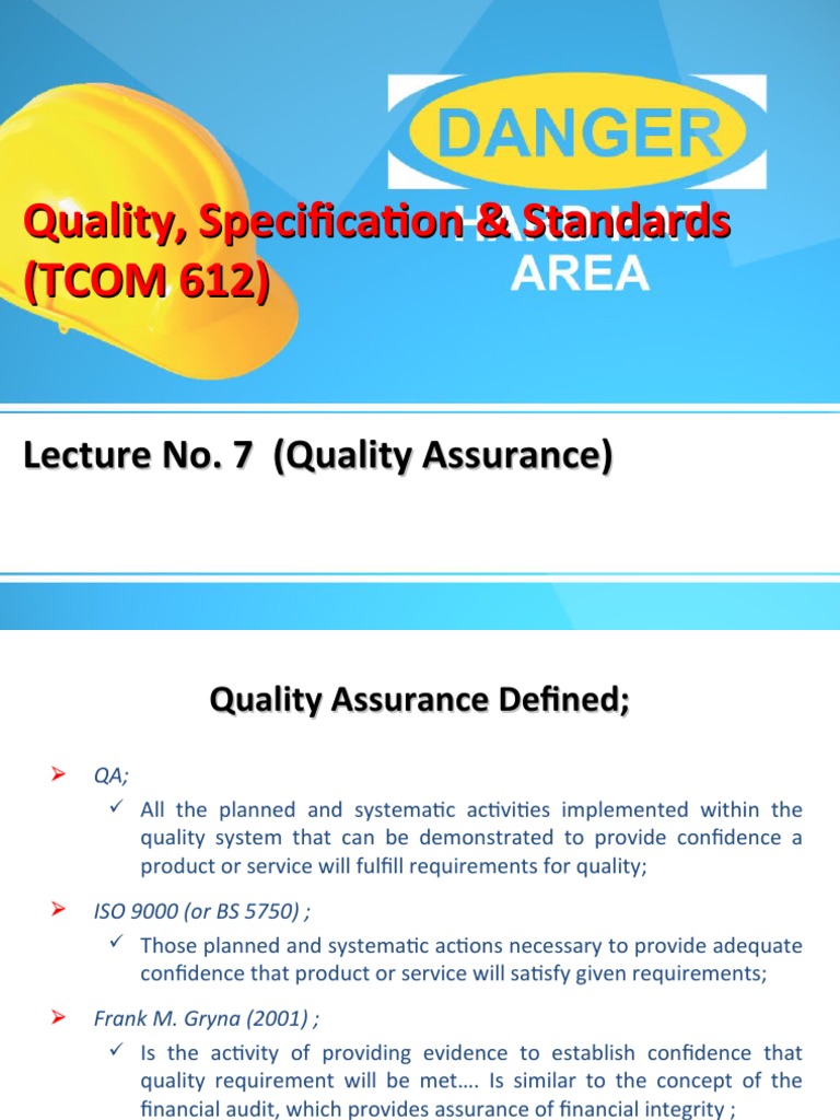 Quality Assurance in Construction Standards | PDF | Quality Assurance ...