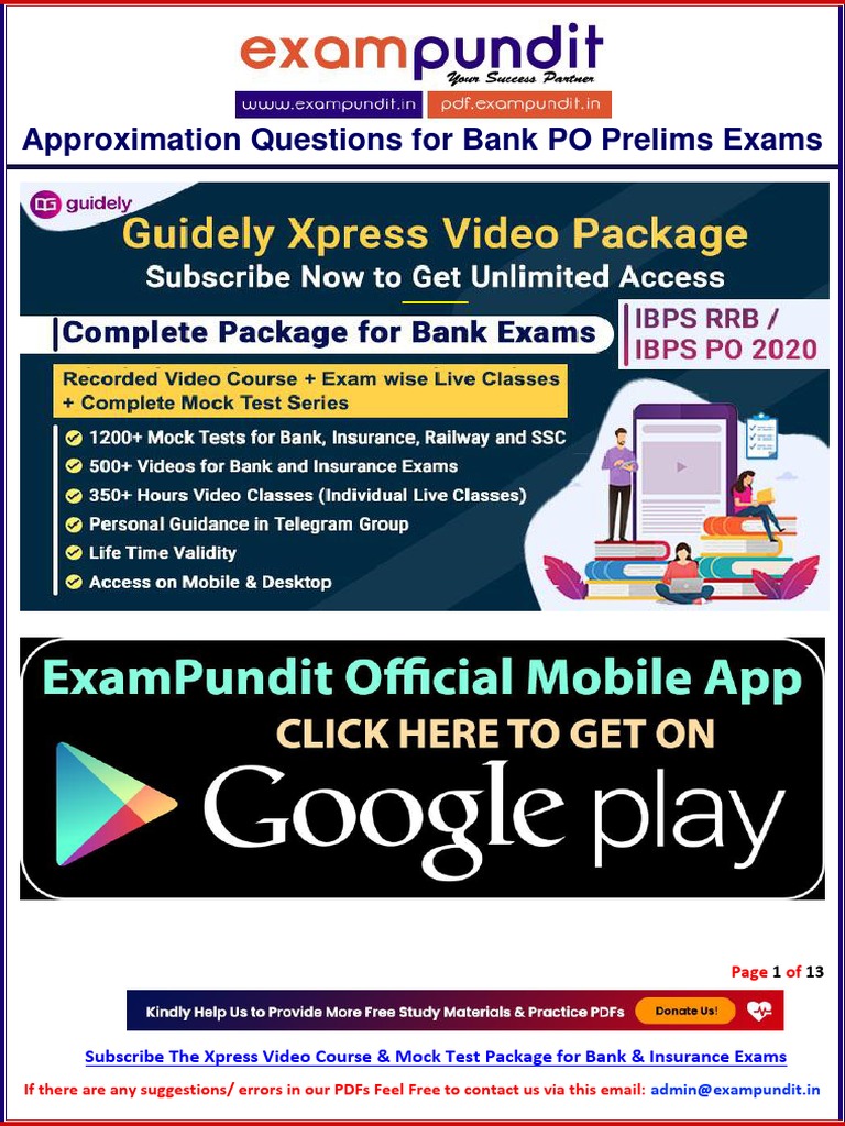 Approximation Questions For Ibps Po Prelims | PDF | Software | Computing