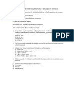 Atividade Sobre Substacias, Misturas e Sepracso de Misturas