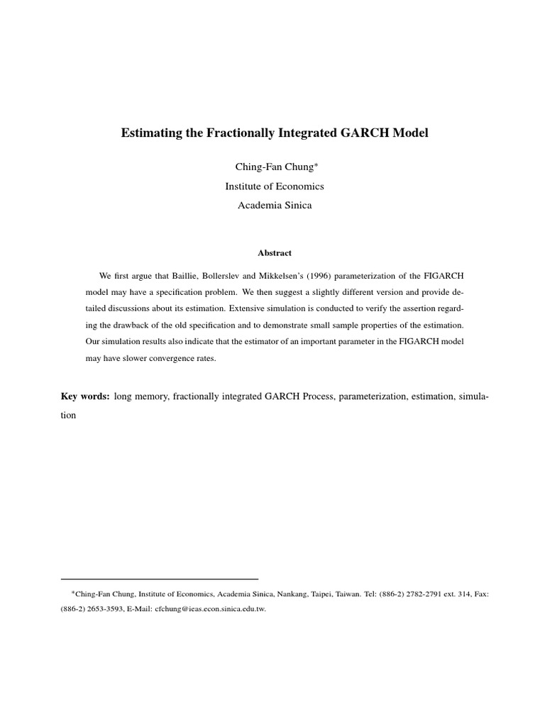 Revised FIGARCH Model Estimation | PDF | Estimator | Bias Of An Estimator