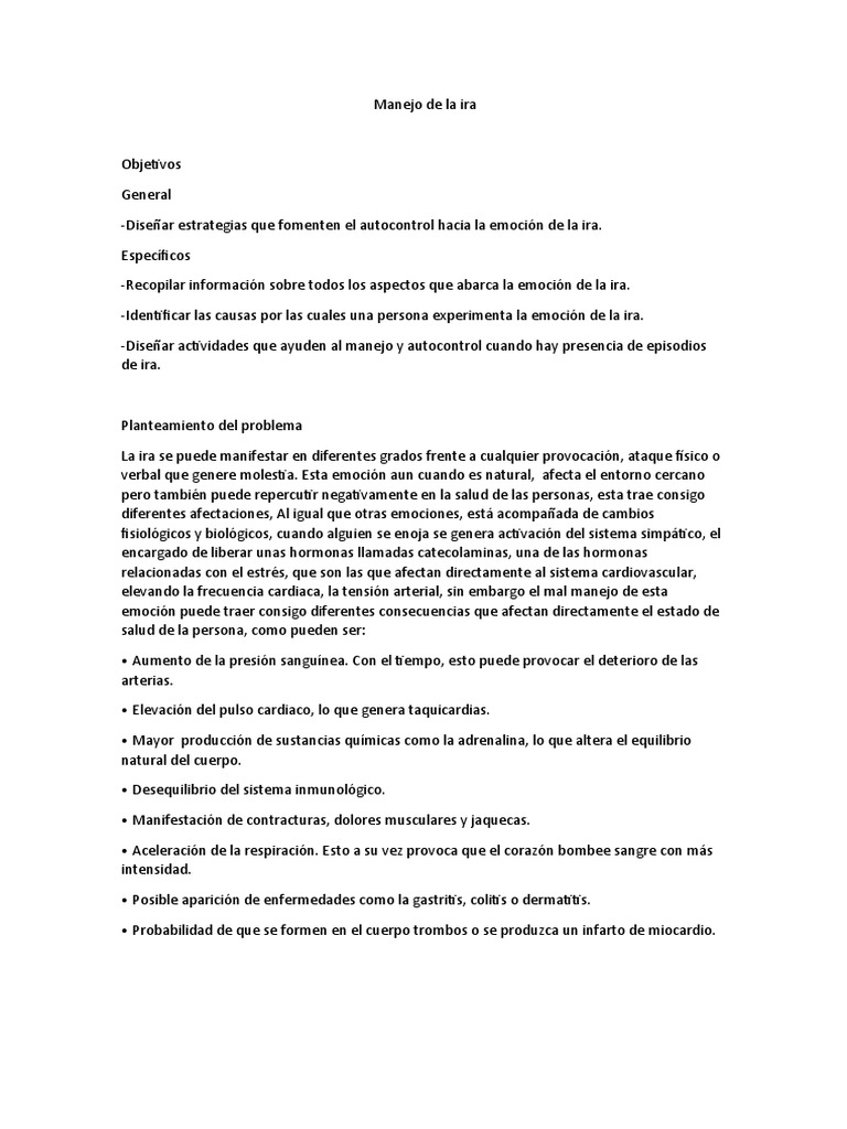 Manejo de La Ira | PDF | Ira | Las emociones