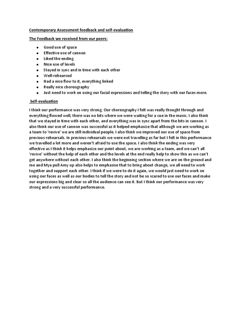 Contemporary Assessment Feedback and Self Evaluation | PDF