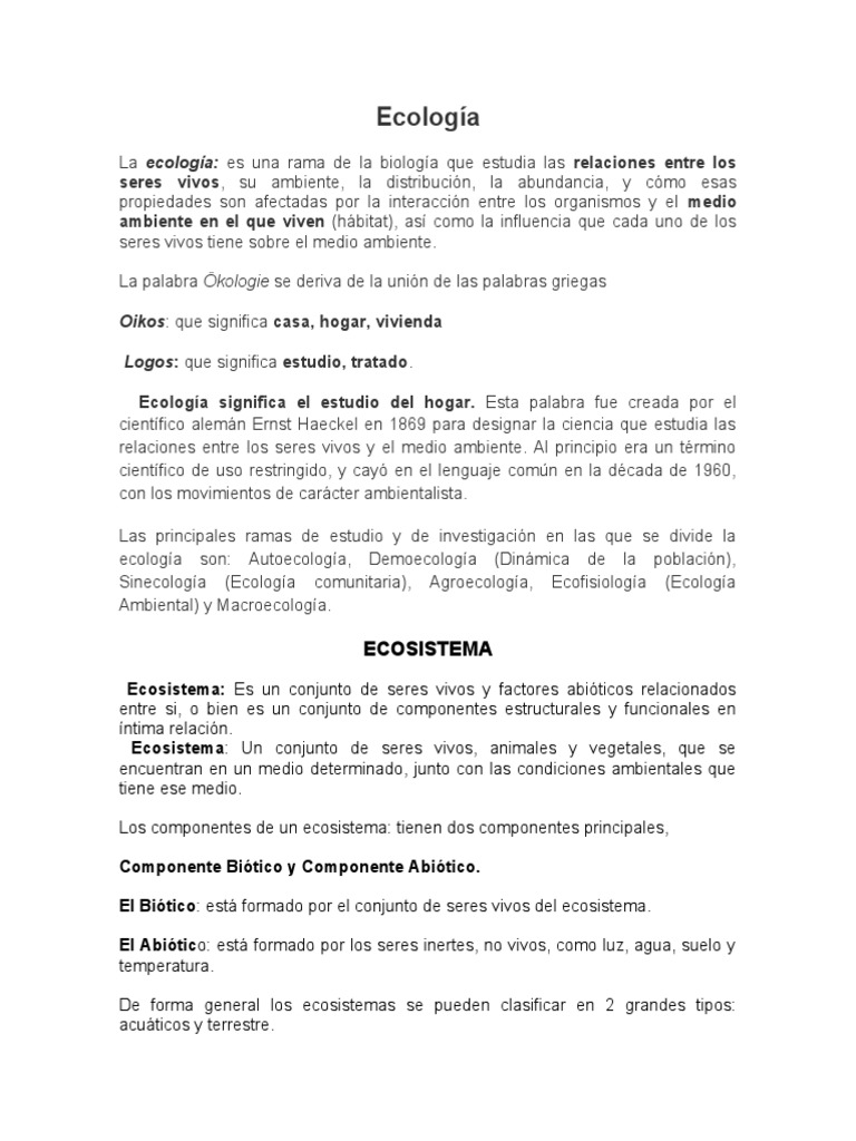 Introducción a la Ecología y Ecosistemas | PDF | Ecología | Ecosistema